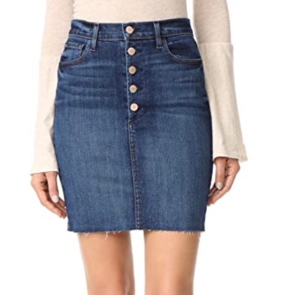 J. BRAND Button Fly Raw Hem Denim Pencil Skirt - Picture 2 of 8
